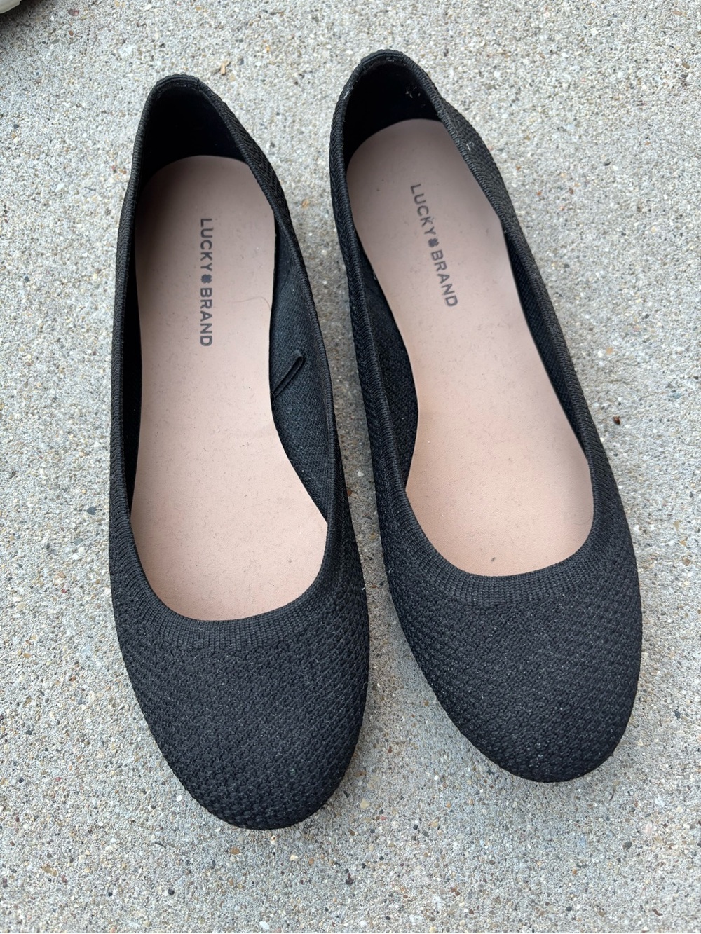 Lucky Brand Black Knit Slip-On Ballet Flats